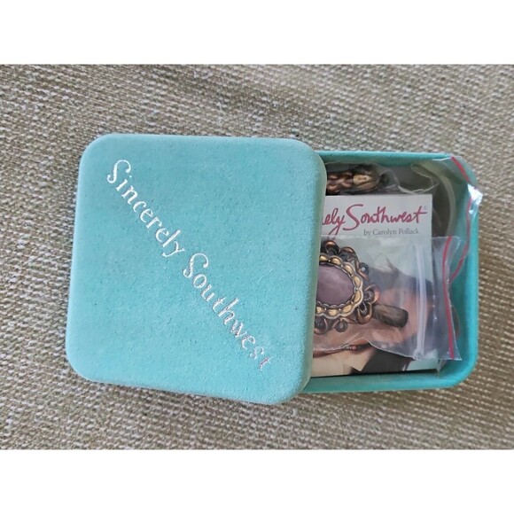 NEW ! VTG CAROLYN POLLACK STERLING SILVER RHODONITE BRASS PENDANT LEATHER BRAID - Picture 8 of 8